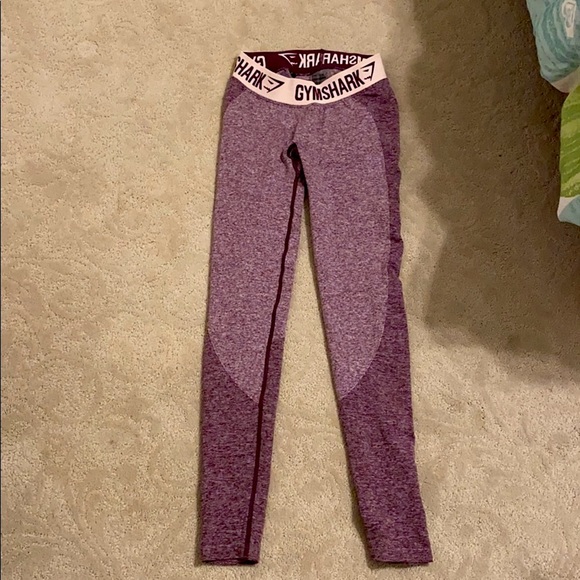 GYMSHARK FLEX Leggings in Dark Ruby/Blush Nude Full Length - Picture 3 of 6